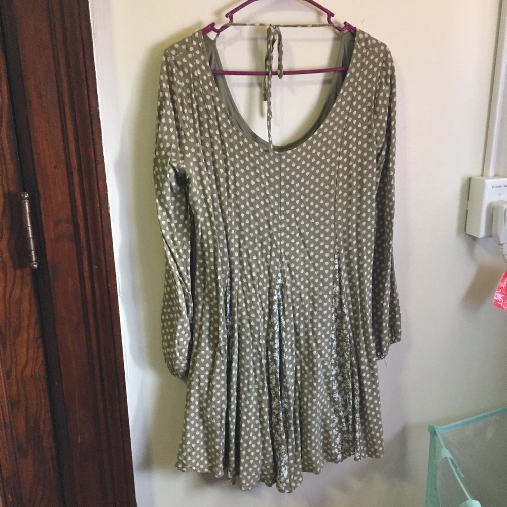 Patterned Olive Green Dress